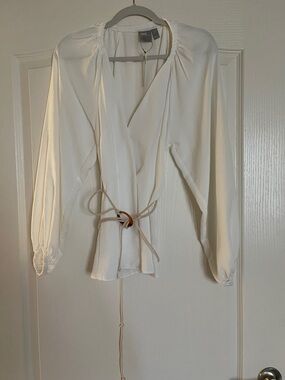 ASOS white wrap Blouse with Tie Detail, Size 4